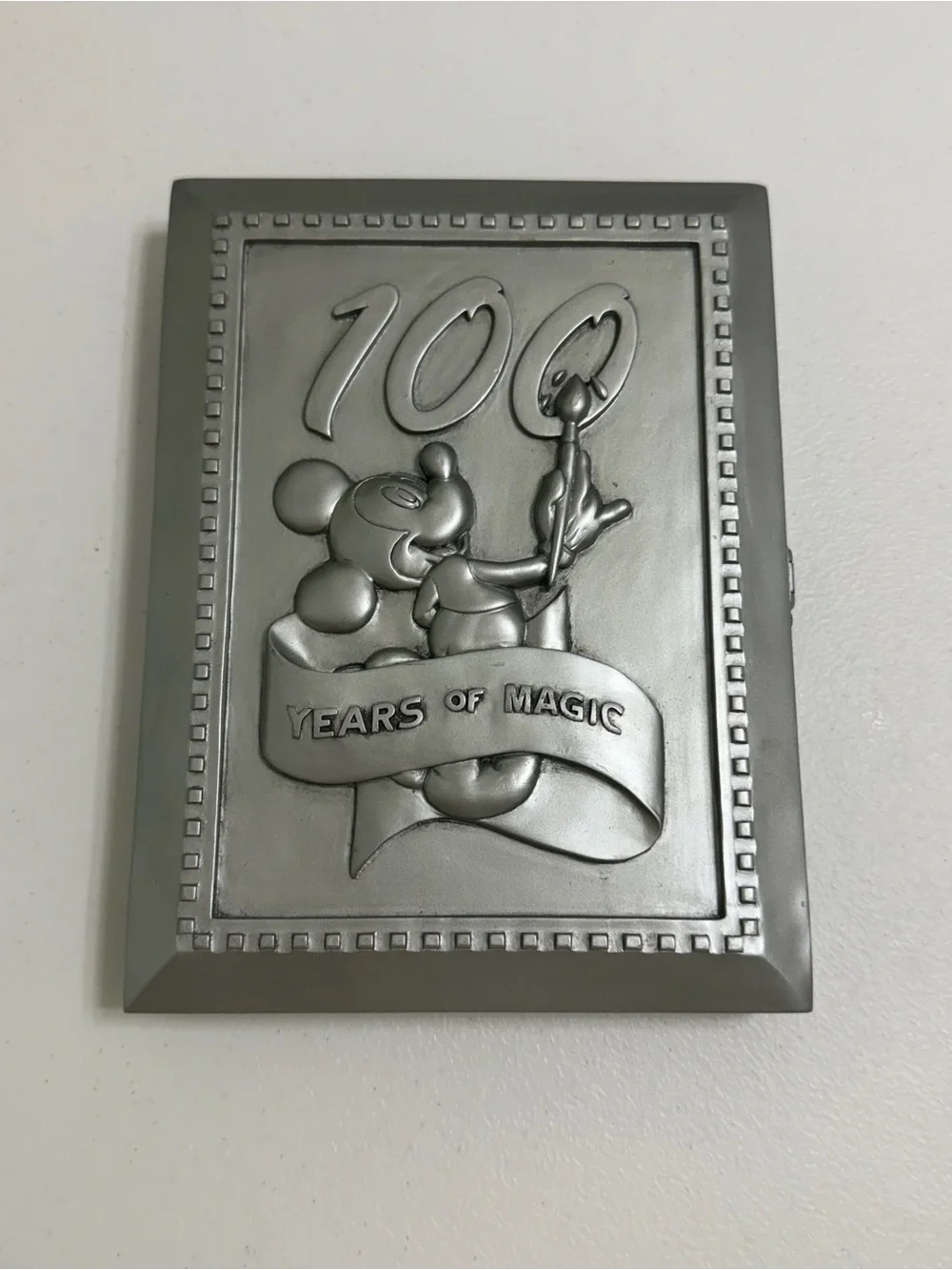 Disney Parks Pewter 100 Years Of Magic Photo Frame & Mickey Pin Set Vintage⁠